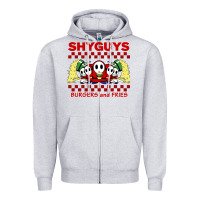 Heather Grey shy guys burger and fries Zipper Hoodie - artisFamous