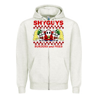 Oatmeal Heather shy guys burger and fries Zipper Hoodie - artisFamous