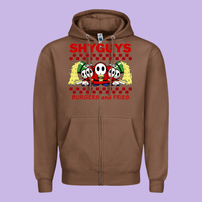 Shy Guys Burger And Fries Zipper Hoodie Designed By Artisfamous