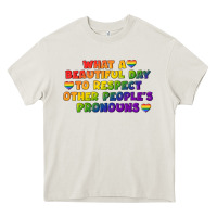Cream What a beautiful day to respect other people's Heavy Core Tee - CowGirlArtShop