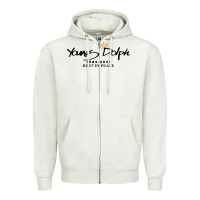 Oatmeal Heather Rest in Peace Young Dolph Zipper Hoodie - artisFamous