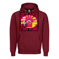 Burgundy Best Pigeons Playing Ping Pong Music Zipper Hoodie - artisFamous
