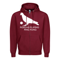 Burgundy Best Pigeons Playing Ping Pong Music Zipper Hoodie - artisFamous