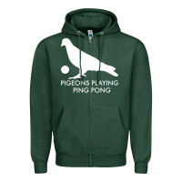 Sports Green Best Pigeons Playing Ping Pong Music Zipper Hoodie - artisFamous