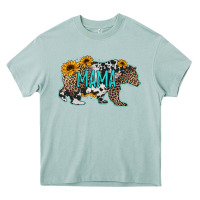 Mama Bear Sunflowers Leopard Cowhide Mother's Day Heavy Core Tee | Teevron