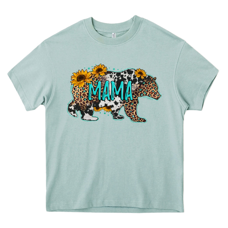 Mama Bear Sunflowers Leopard Cowhide Mother's Day Heavy Core Tee by Jasminsmagicworld | Teevron