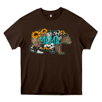 Chocolate Brown mama bear sunflowers leopard cowhide mother's day Heavy Core Tee - Jasminsmagicworld