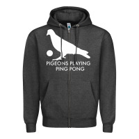 Charcoal Heather Best Pigeons Playing Ping Pong Music Zipper Hoodie - artisFamous