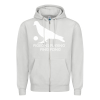 Dove Grey Best Pigeons Playing Ping Pong Music Zipper Hoodie - artisFamous