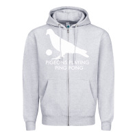 Heather Grey Best Pigeons Playing Ping Pong Music Zipper Hoodie - artisFamous