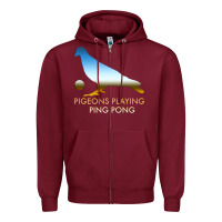 Burgundy Best Pigeons Playing Ping Pong Music Zipper Hoodie - artisFamous