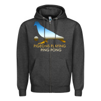 Charcoal Heather Best Pigeons Playing Ping Pong Music Zipper Hoodie - artisFamous