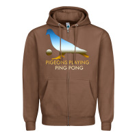 Chestnut Best Pigeons Playing Ping Pong Music Zipper Hoodie - artisFamous