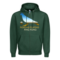 Sports Green Best Pigeons Playing Ping Pong Music Zipper Hoodie - artisFamous