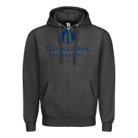 Charcoal Heather George Fox College Design Zipper Hoodie - artisFamous