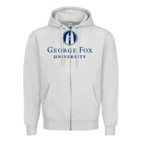 Dove Grey George Fox College Design Zipper Hoodie - artisFamous
