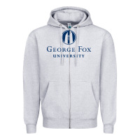 Heather Grey George Fox College Design Zipper Hoodie - artisFamous