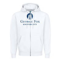White George Fox College Design Zipper Hoodie - artisFamous