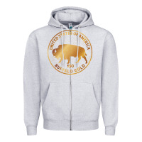 Heather Grey Buffalo Gold Native American - Bison Zipper Hoodie - artisFamous