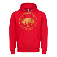 Red Buffalo Gold Native American - Bison Zipper Hoodie - artisFamous