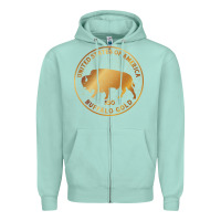 Seafoam Buffalo Gold Native American - Bison Zipper Hoodie - artisFamous