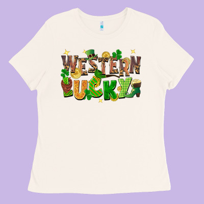 Western Lucky St. Patricks Day Ladies Tee Designed By Fadigitalartstudio