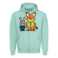 Seafoam zootopia duo chibi Zipper Hoodie - artisFamous