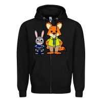 Black zootopia duo chibi Zipper Hoodie - artisFamous
