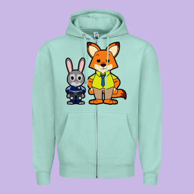 Zootopia Duo Chibi Zipper Hoodie Designed By Artisfamous