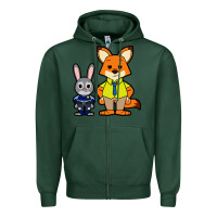 Sports Green zootopia duo chibi Zipper Hoodie - artisFamous