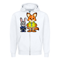White zootopia duo chibi Zipper Hoodie - artisFamous