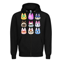 Black animal crossing cute cats animal crossing new horizons Zipper Hoodie - artisFamous
