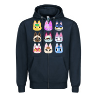 Navy animal crossing cute cats animal crossing new horizons Zipper Hoodie - artisFamous
