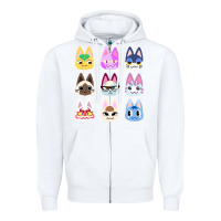 White animal crossing cute cats animal crossing new horizons Zipper Hoodie - artisFamous