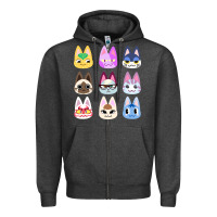 Charcoal Heather animal crossing cute cats animal crossing new horizons Zipper Hoodie - artisFamous