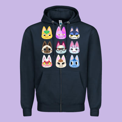 Animal Crossing Cute Cats Animal Crossing New Horizons Zipper Hoodie Designed By Artisfamous