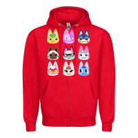 Red animal crossing cute cats animal crossing new horizons Zipper Hoodie - artisFamous