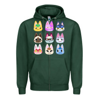 Sports Green animal crossing cute cats animal crossing new horizons Zipper Hoodie - artisFamous