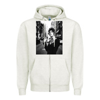 Oatmeal Heather linda evangelista fashion model Zipper Hoodie - artisFamous