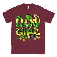 Burgundy lucky girl st. patricks day Classic Tee - HowdyJamesFarm
