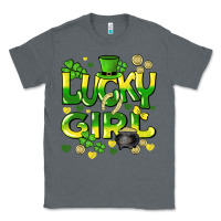 Charcoal Heather lucky girl st. patricks day Classic Tee - HowdyJamesFarm