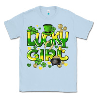 Dusty Blue lucky girl st. patricks day Classic Tee - HowdyJamesFarm