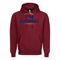 Burgundy carroll university pioneers Zipper Hoodie - artisFamous