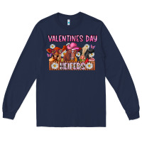 Navy valentines day heifers Long Sleeve Tee - CowhideDigitalArt