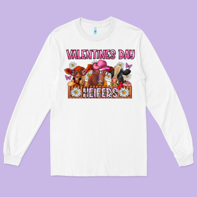 Valentines Day Heifers Long Sleeve Tee Designed By Cowhidedigitalart