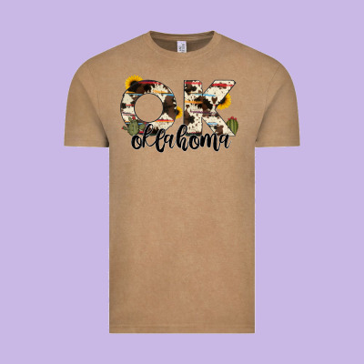 Oklahoma State Cowhide Serape Cactus Vintage Tee Designed By Ranaportraitstore