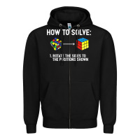Black youth rubiks cube rotate the sides to the position shown cube Zipper Hoodie - DesigneFamous