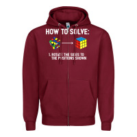 Burgundy youth rubiks cube rotate the sides to the position shown cube Zipper Hoodie - DesigneFamous