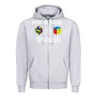 Heather Grey youth rubiks cube rotate the sides to the position shown cube Zipper Hoodie - DesigneFamous