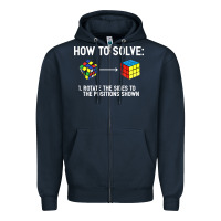 Navy youth rubiks cube rotate the sides to the position shown cube Zipper Hoodie - DesigneFamous